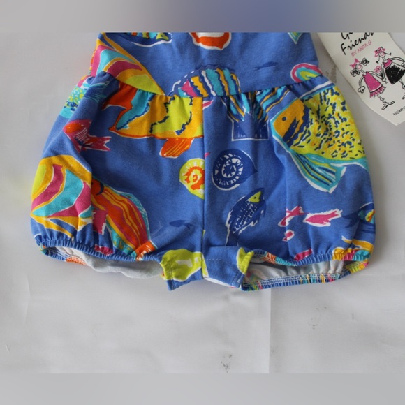 Blue Fish Print Girl Friends By Anita G Overalls Size 6 - Picture 6 of 6